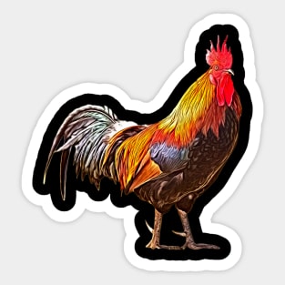 Easter Egger Chicken Rooster Watercolor Painting Sticker